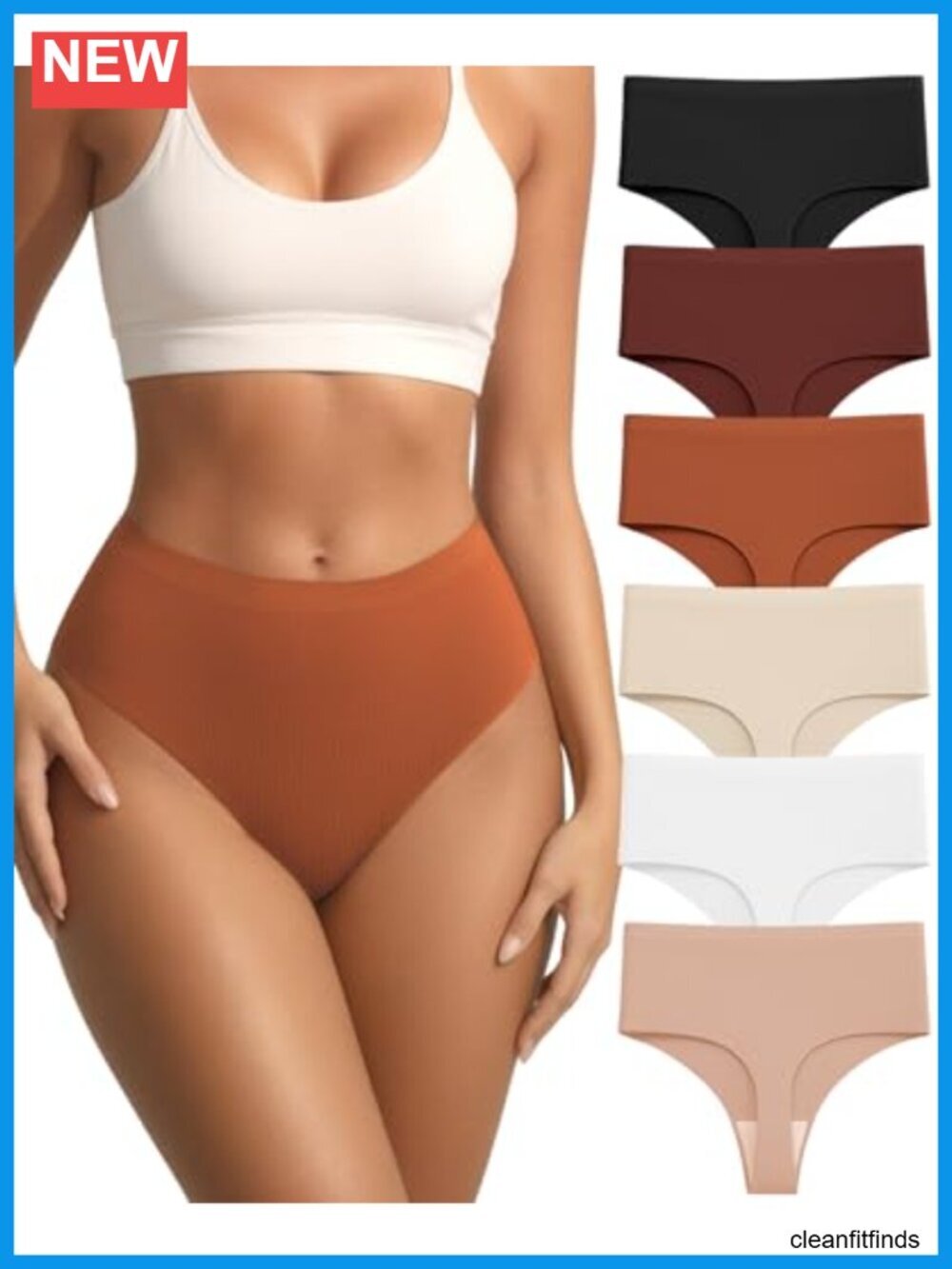 High Waisted Seamless Thongs 6 Pack No Show Underwear Yoga Lingerie